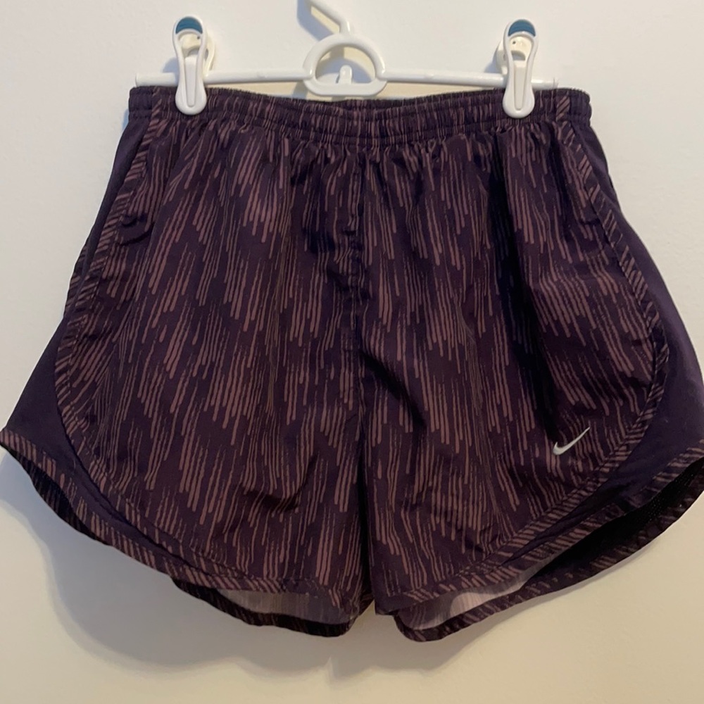 Purple and light purple Nike dri-fit tempo shorts